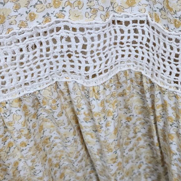 Sincerely Jules Size M Cottagecore  Floral side cutout yellow Tiered‎ Dress Boho - Picture 4 of 7